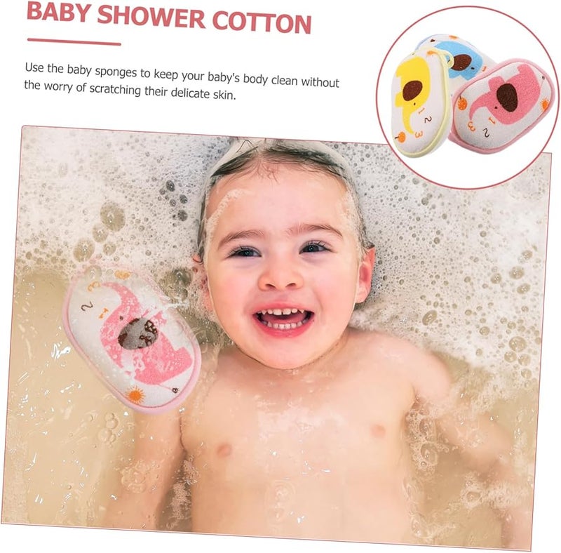 DECHOUS 3PCS Soft Cotton Elephant Bath Sponge For Newborns Sensitive Skin Mixed Colors - Image 5